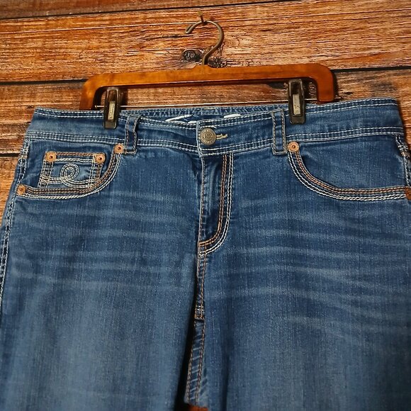 Seven 7 Capri Jeans Plus Size 18 Luxe Embroidered Blue Denim Stretch - Picture 4 of 10